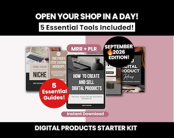 Digital Products Starter Kit with Master Resell Rights, How to Create and Sell Digital Products Bundle to Sell on Etsy for Passive Income