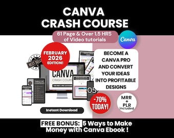 Canva Crashkurs mit Master- und Privatmarkenrechten, MRR / PLR Canva Guide mit Video Tutorials, Done-for-You Canva Kurs zum Weiterverkauf