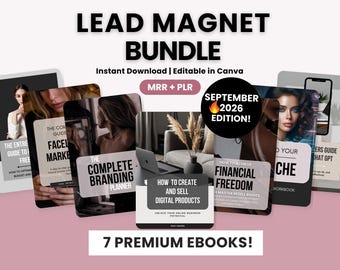 Lead Magnet Ebooks for Digital Marketing with MRR & PLR, Editable Lead Magnet Templates, Customizable Lead Magnet Ebooks, Lead Magnet Bundle