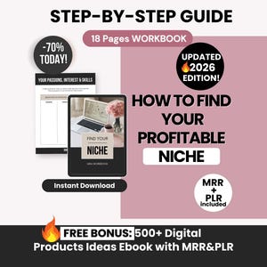 How to Find Your Niche Guide with Private Label Rights, Done-for-You Niche Workbook, MRR Niche to Sell on Etsy, Niche Guide to Resell