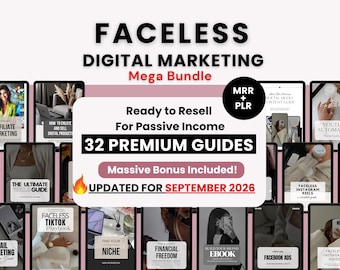 Faceless Digital Marketing Guides with PLR & Master Resell Rights | 32 Done-for-You Passive Income Ebooks to Sell on Etsy