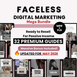 Peut inclure: Mega pack de marketing numérique avec 32 guides premium, prêt à être revendu pour un revenu passif. L'image comprend des guides sur le marketing d'affiliation, les médias sociaux, etc. Mis à jour pour mai 2026.