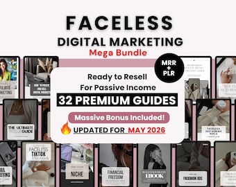 Faceless Digital Marketing Guides with PLR & Master Resell Rights | 32 Done-for-You Passive Income Ebooks to Sell on Etsy