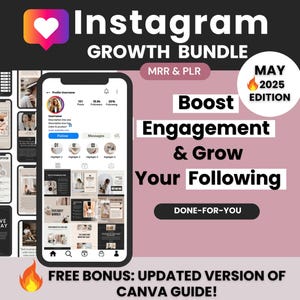 Instagram Engagement Stories and Posts Templates with PLR & MRR, Done-For-You Social Media Templates Bundle, Faceless Instagram Business