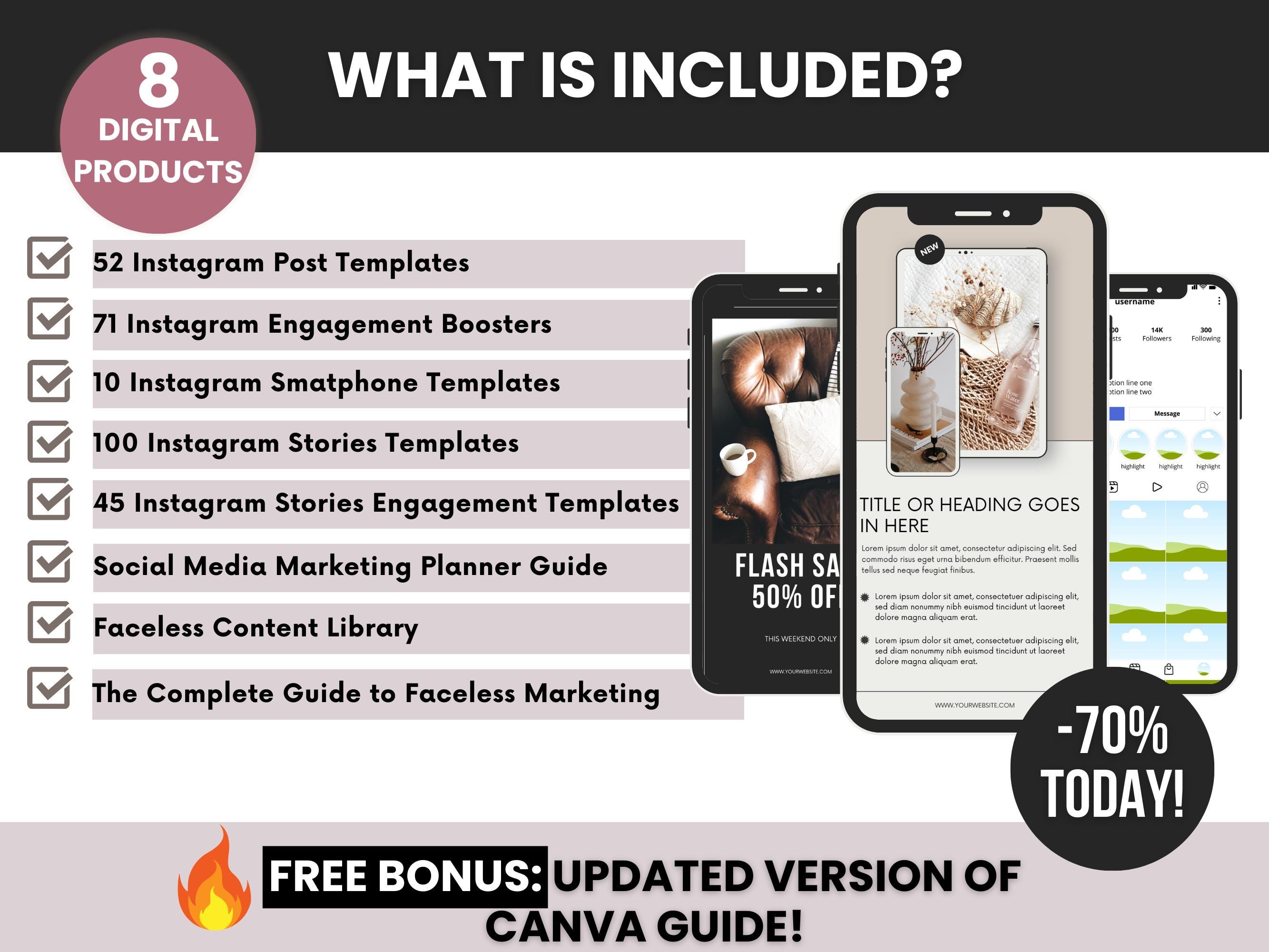Instagram Engagement Stories and Posts Templates With PLR & MRR, Done ...