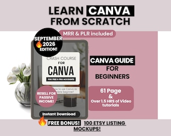 Canva Guide for Beginners with Master Resell Rights, MRR/PLR Canva Guide with Video Tutorials, Done-for-You Canva Crash Course to Resell