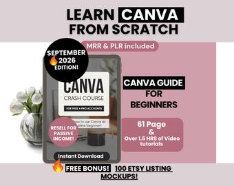 Canva Guide for Beginners with Master Resell Rights, MRR/PLR Canva Guide with Video Tutorials, Done-for-You Canva Crash Course to Resell