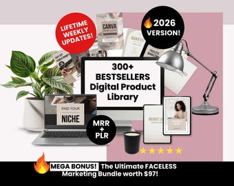 Digital Products Library with PLR & Master Resell Rights | 300+ Editable Canva Templates and Ebooks to Resell for Passive Income