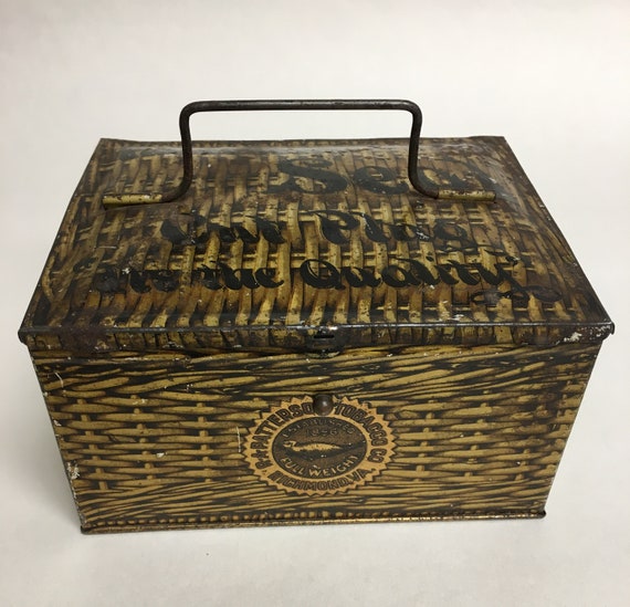 Antique Patterson's Seal Tobacco Tin Box With Handle