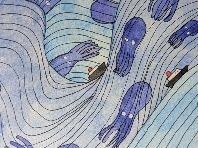 Ponyo Octopus Watercolor Art Print (4x6) - Etsy