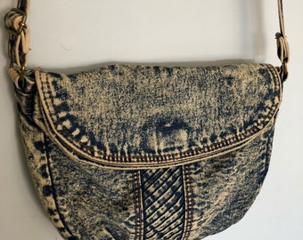 Acid wash denim purse