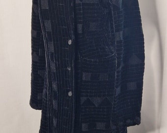 1990's Ghost Black Velvet Coat Small Long Jacket Embroidered Vintage