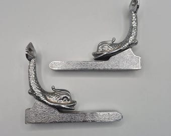 Vintage Lan Bar Dolphin Shelf Brackets Silver Chrome Bathroom