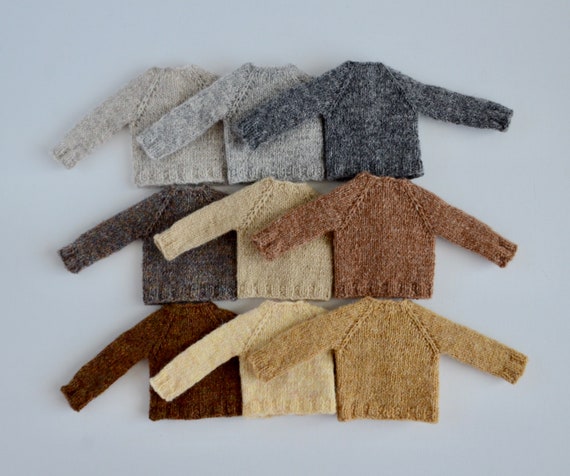 Nature series Blythe Sweater, Cardigan - 2in1, for Obitsu24, Azone S, Tbl body, Hand knitted, wool