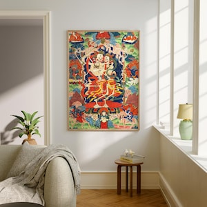 TIBETAN printable wall art, spiritual art work, mindful art, digital print, digital download, buddhist thangkas, mandala art, zen gift