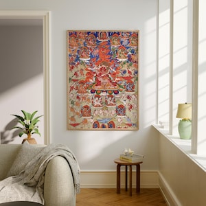 TIBETAN printable wall art, spiritual art work, mindful art, digital print, digital download, buddhist thangkas, mandala art, zen gift