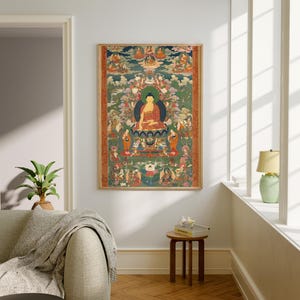 TIBETAN printable wall art, spiritual art work, mindful art, digital print, digital download, buddhist thangkas, mandala art, zen gift