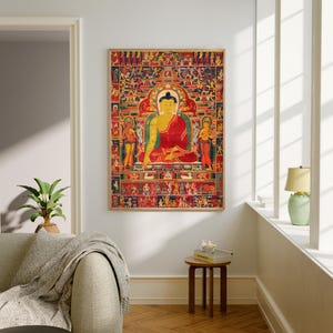 TIBETAN printable wall art, spiritual art work, mindful art, digital print, digital download, buddhist thangkas, mandala art, zen gift