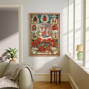 TIBETAN printable wall art, spiritual art work, mindful art, digital print, digital download, buddhist thangkas, mandala art, zen gift
