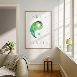 Arte de pared YIN YANG, arte imprimible, impresión floral, arte de meditación, descarga digital, póster de yoga, acuarela, regalo zen, regalos únicos para ella