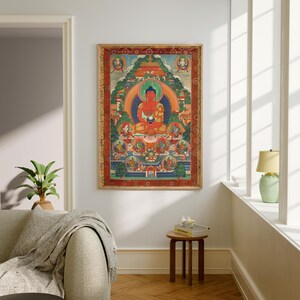 TIBETAN printable wall art, spiritual art work, mindful art, digital print, digital download, buddhist thangkas, mandala art, zen gift