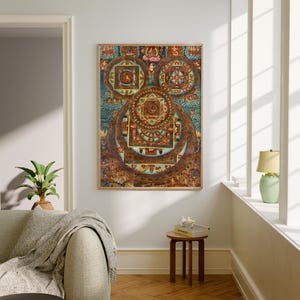 TIBETAN printable wall art, spiritual art work, mindful art, digital print, digital download, buddhist thangkas, mandala art, zen gift