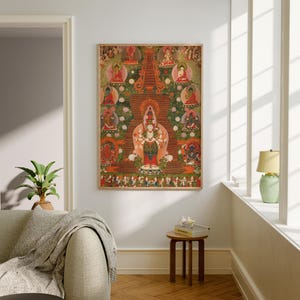TIBETAN printable wall art, spiritual art work, mindful art, digital print, digital download, buddhist thangkas, mandala art, zen gift