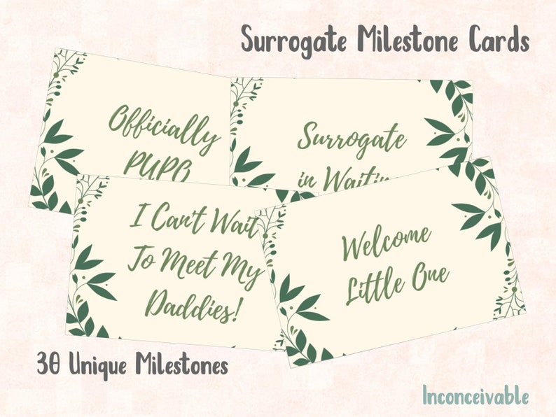 Surrogate Milestone Cards Digital Download Infertility 1 in 8 TTC Surrogacy Journey Pregnancy IVF Journal image 1