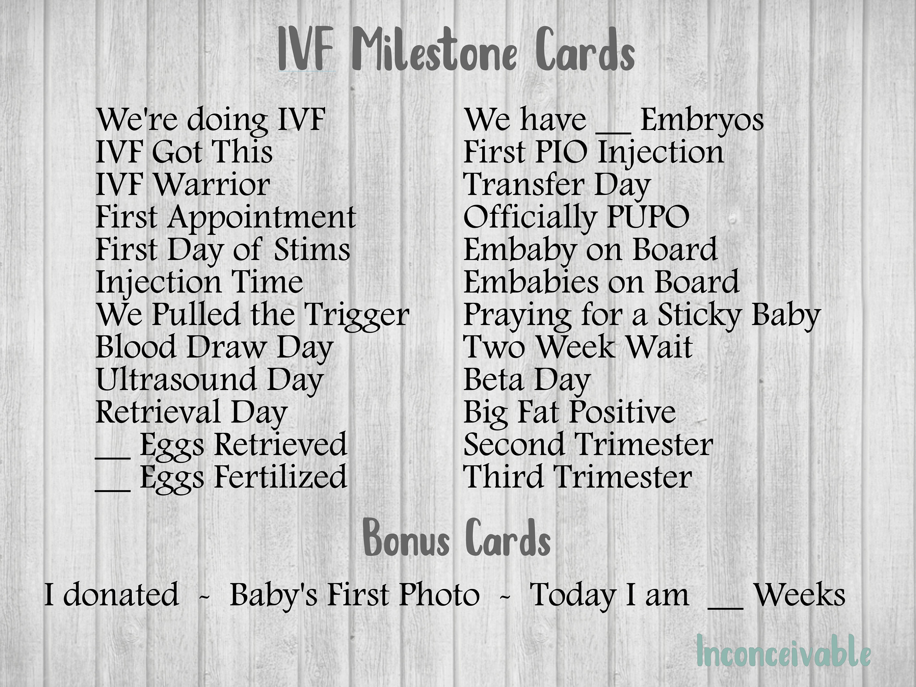 IVF Milestone Cards >> Digital Download >> Infertility >> 1 in 8 >> TTC ...