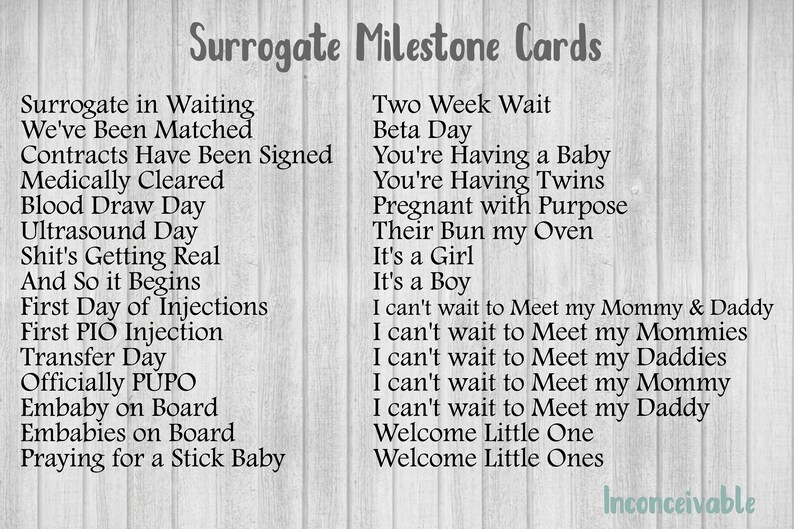 Surrogate Milestone Cards Digital Download Infertility 1 in 8 TTC Surrogacy Journey Pregnancy IVF Journal image 2