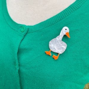 Duck Brooch, Acrylic Brooch, Vintage Style Brooch, Duck Gifts, Novelty Jewellery, Quirky Accessories