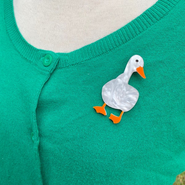 Duck Brooch, Acrylic Brooch, Vintage Style Brooch, Duck Gifts, Novelty Jewellery, Quirky Accessories