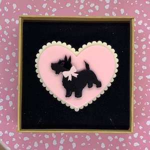 Scottie Dog Brooch, Acrylic Brooch, Vintage Dog Brooch, Scottie Dog Jewelry, Scottie Dog Gifts, Scotty Brooch, Scottish Terrier Gifts
