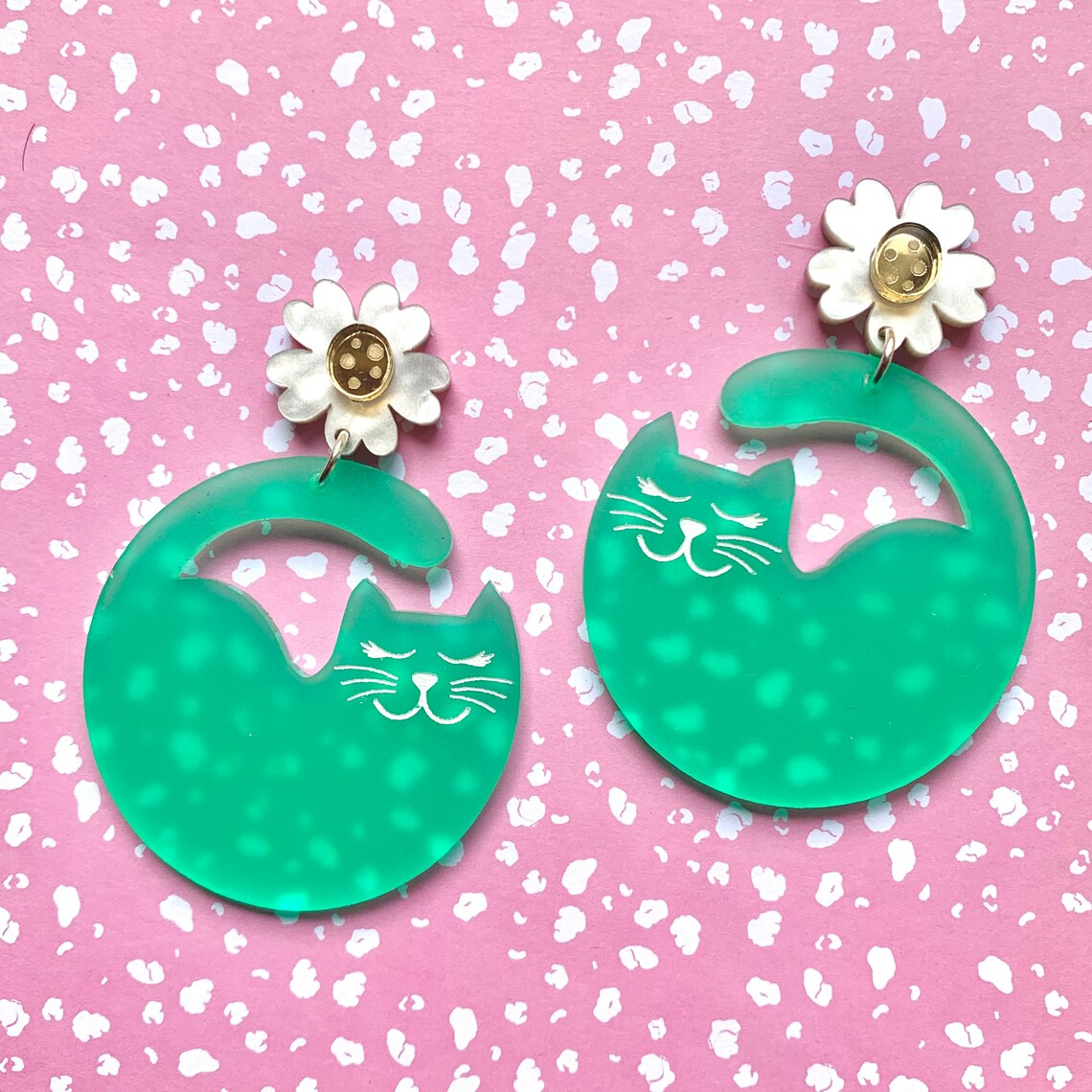 Cat Earrings Acrylic Statement Earrings Cat Lover Gift Big Etsy Nederland
