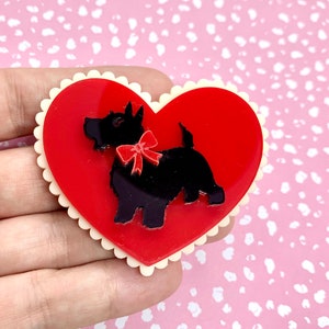 Scottie Dog Brooch, Acrylic Brooch, Vintage Inspired Jewellery, Scottie Dog Gifts, Scotty Brooch, Scottish Terrier Gifts, Pin Up Accessories