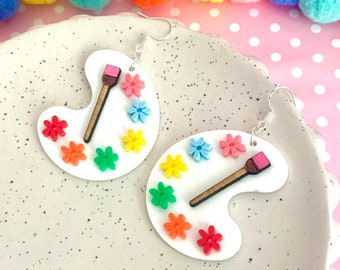 Paint Palette Earrings, Art Teacher Gift, Acrylic Earrings, Painter Gift, Teacher Appreciate Gifts,  Fun Accessories, Colourful Earrings