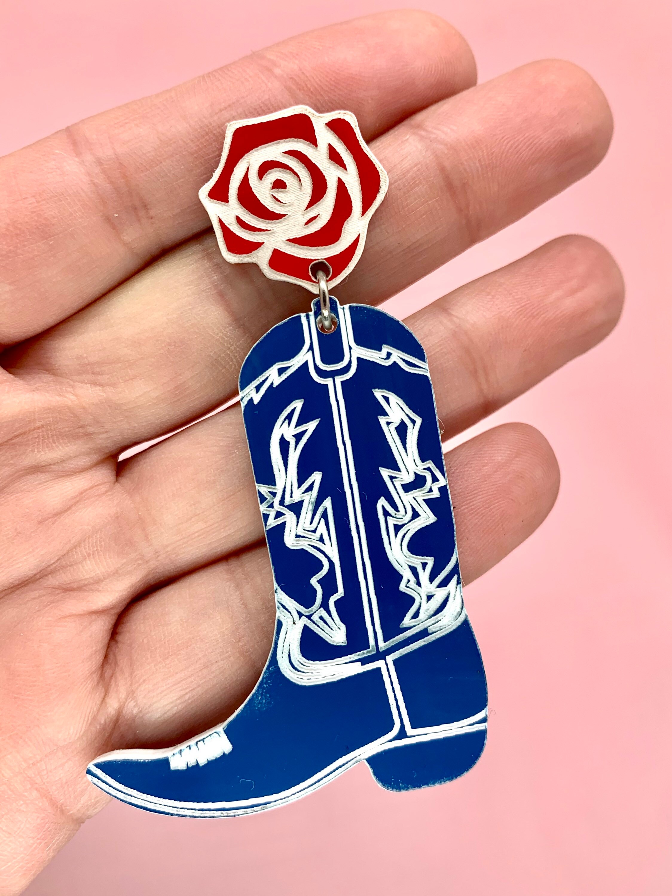 Cowboy Boots Earrings Big Acrylic Earrings Southwestern Etsy Australia