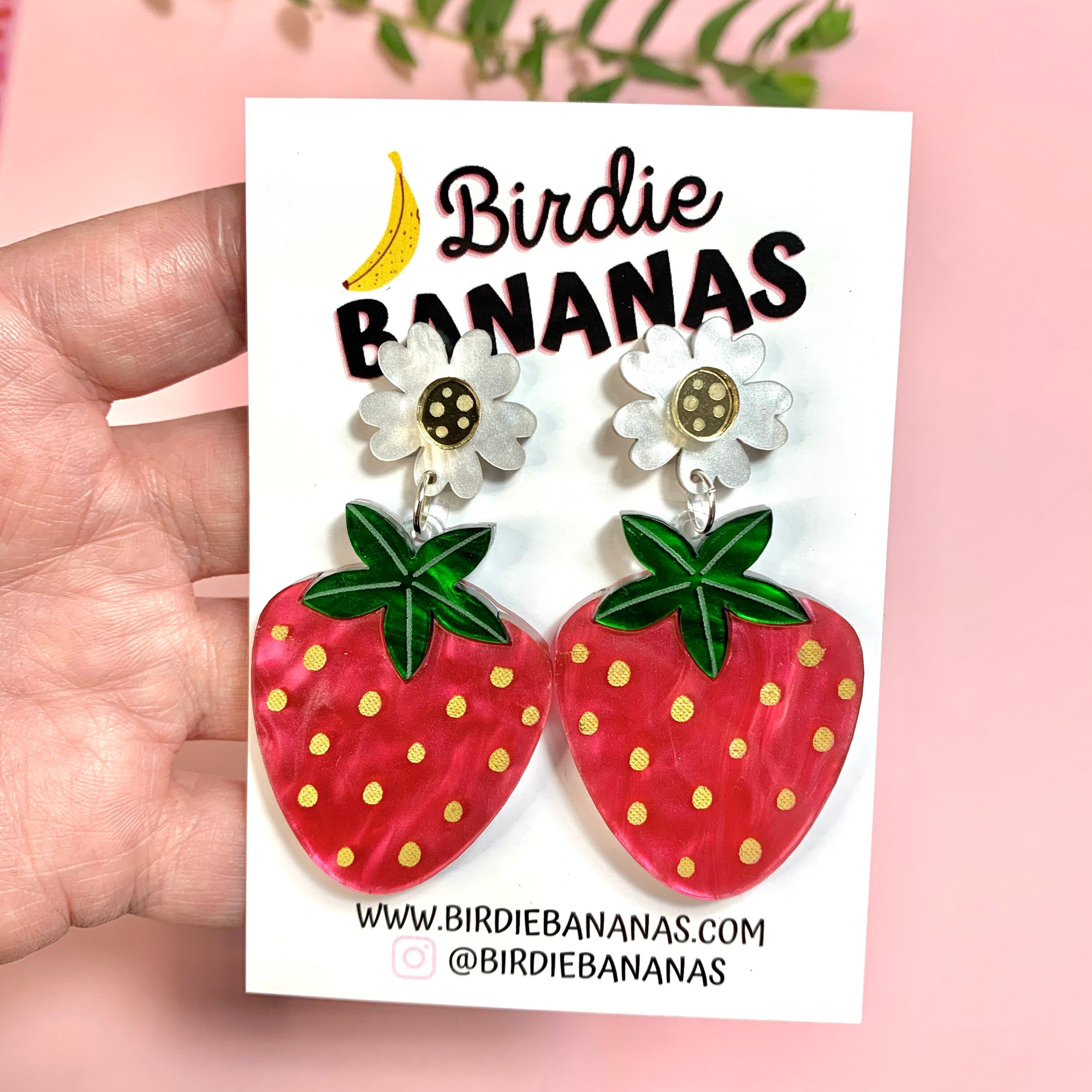 Strawberry Earrings Dangle Fruit Earrings Acrylic Earrings Etsy Australia