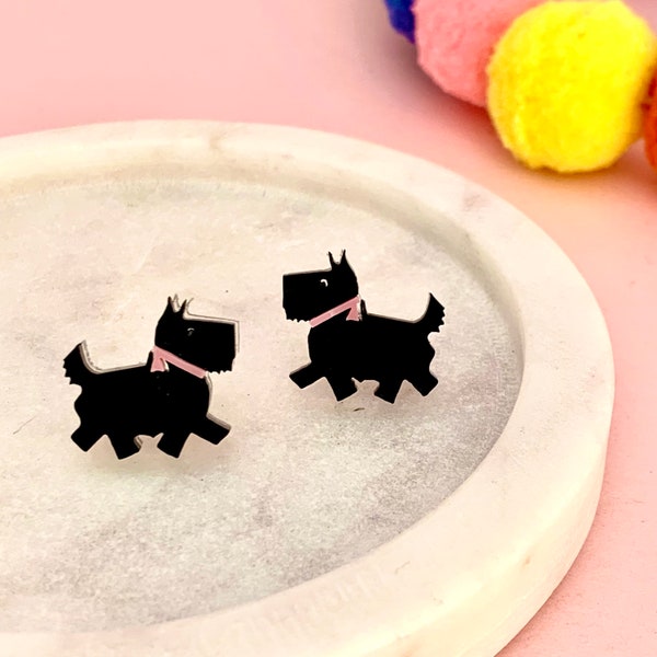 Scottie Dog Stud Earrings, Statement Stud Earrings, Cute Earrings Studs, Scottie Dog Gifts, Scotty Dog Earrings, Vintage Accessories