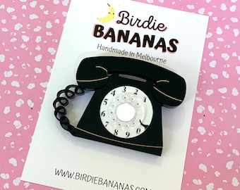 Retro Telephone Brooch, Acrylic Brooch, Novelty Jewellery, Vintage Style Brooch, Mid Century Brooch, Pin Up Accessories, Vintage Style
