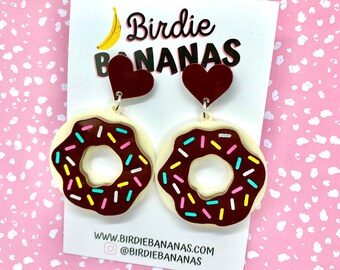 Schokolade Sprinkle Donut Ohrringe, Neuheit Ohrringe, Acryl Ohrringe, schrulligen Geschenke, süße Ohrringe, Essen Ohrringe
