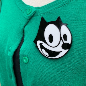 Felix The Cat Brooch, Acrylic Brooch, Cat Lover Gifts