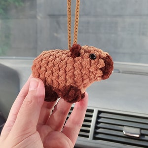Cute Crochet Plush baby Capybara Rear View Mirror Accessory, Car Mirror hanging Decoration Capibara, Teens Interior, friends gift idea