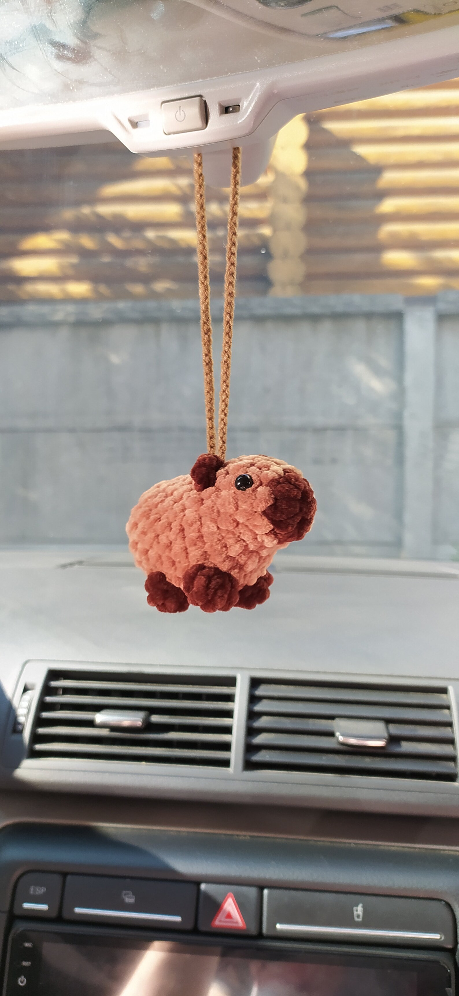 Crochet Plush Amigurumi Baby Capybara Rear View Mirror Accessory ...