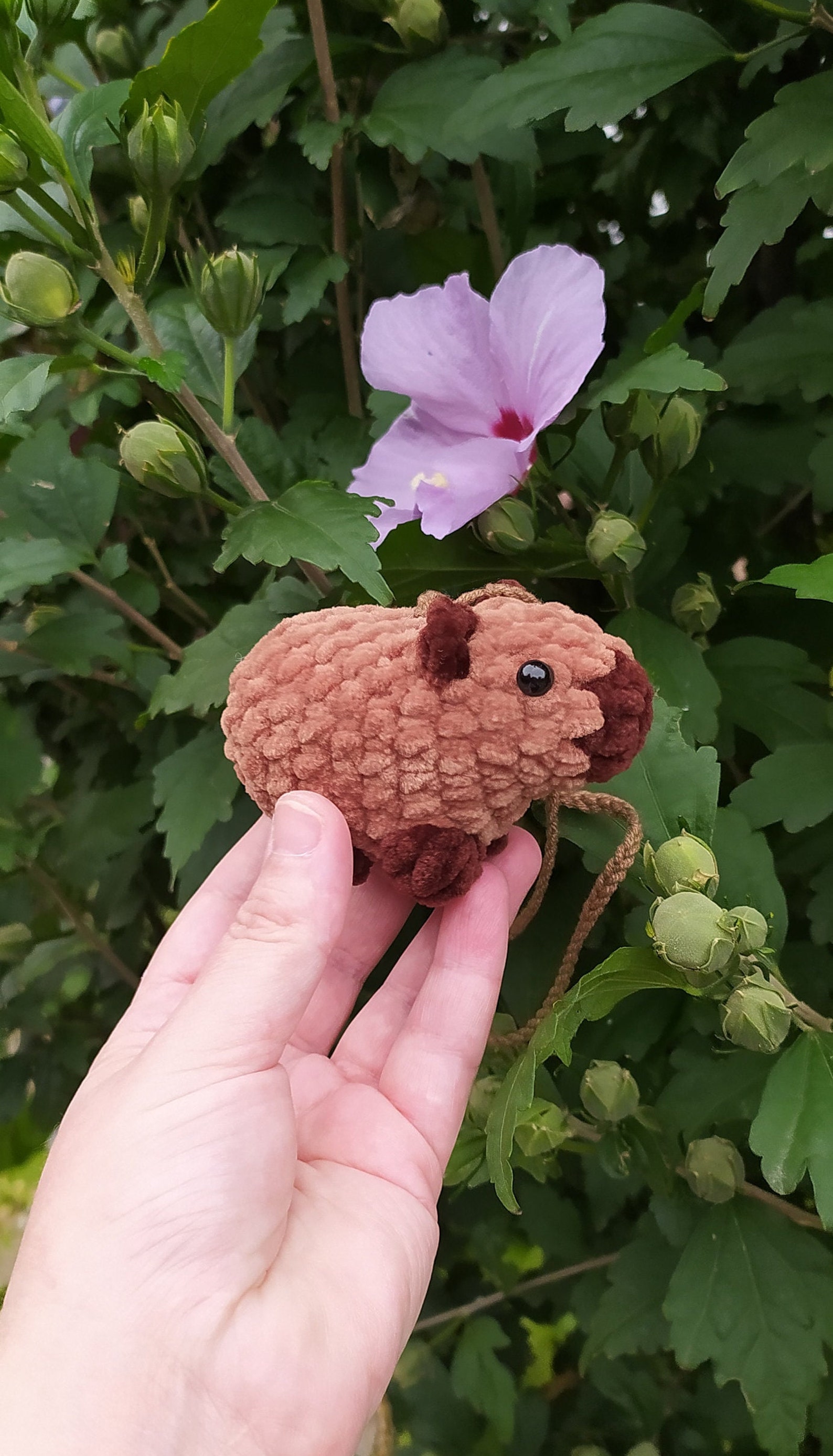 Crochet Plush Amigurumi Baby Capybara Rear View Mirror Accessory ...