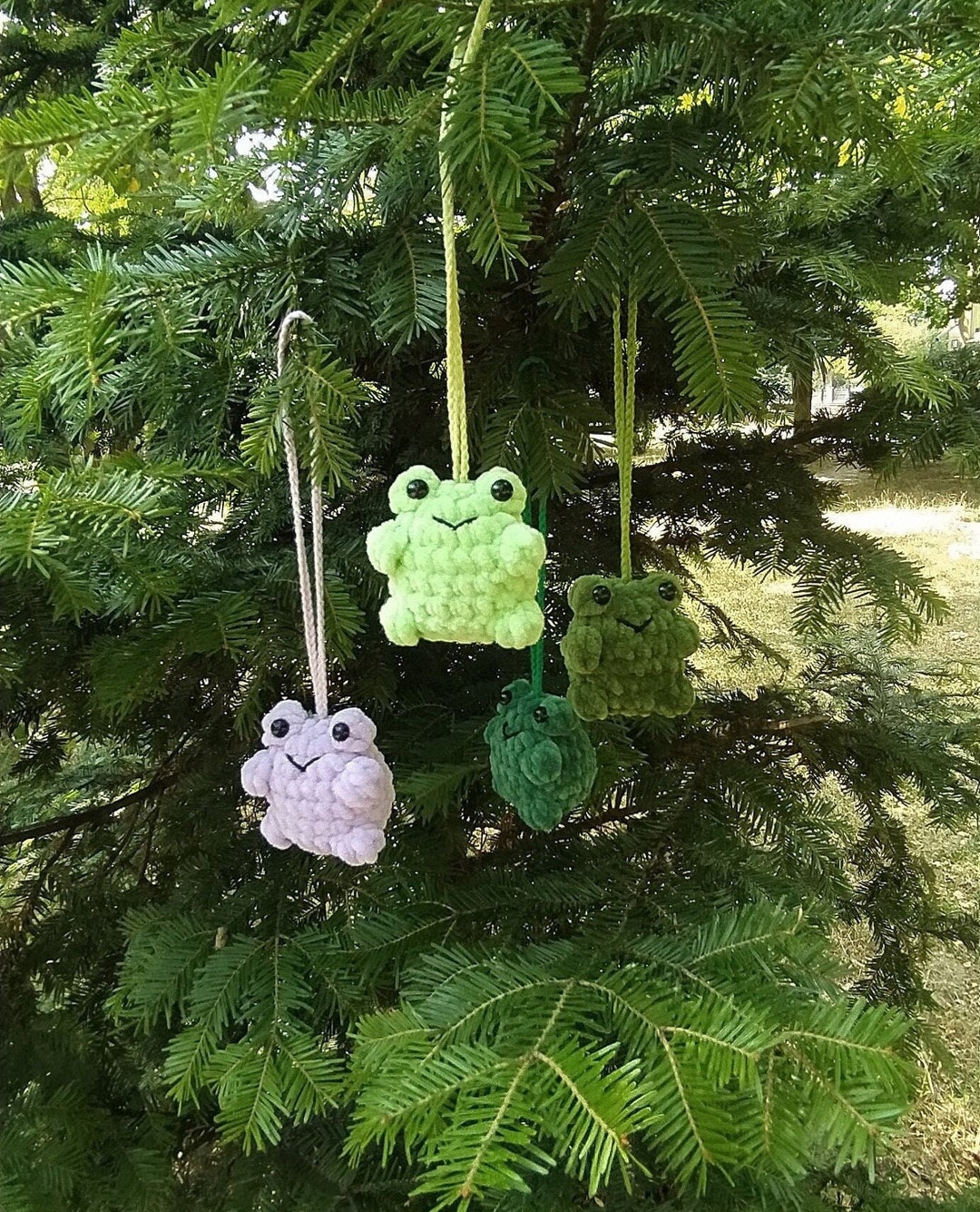 Tiny Crochet Frog Car Rear View Mirror Accessory, Cute Small Chubby ...