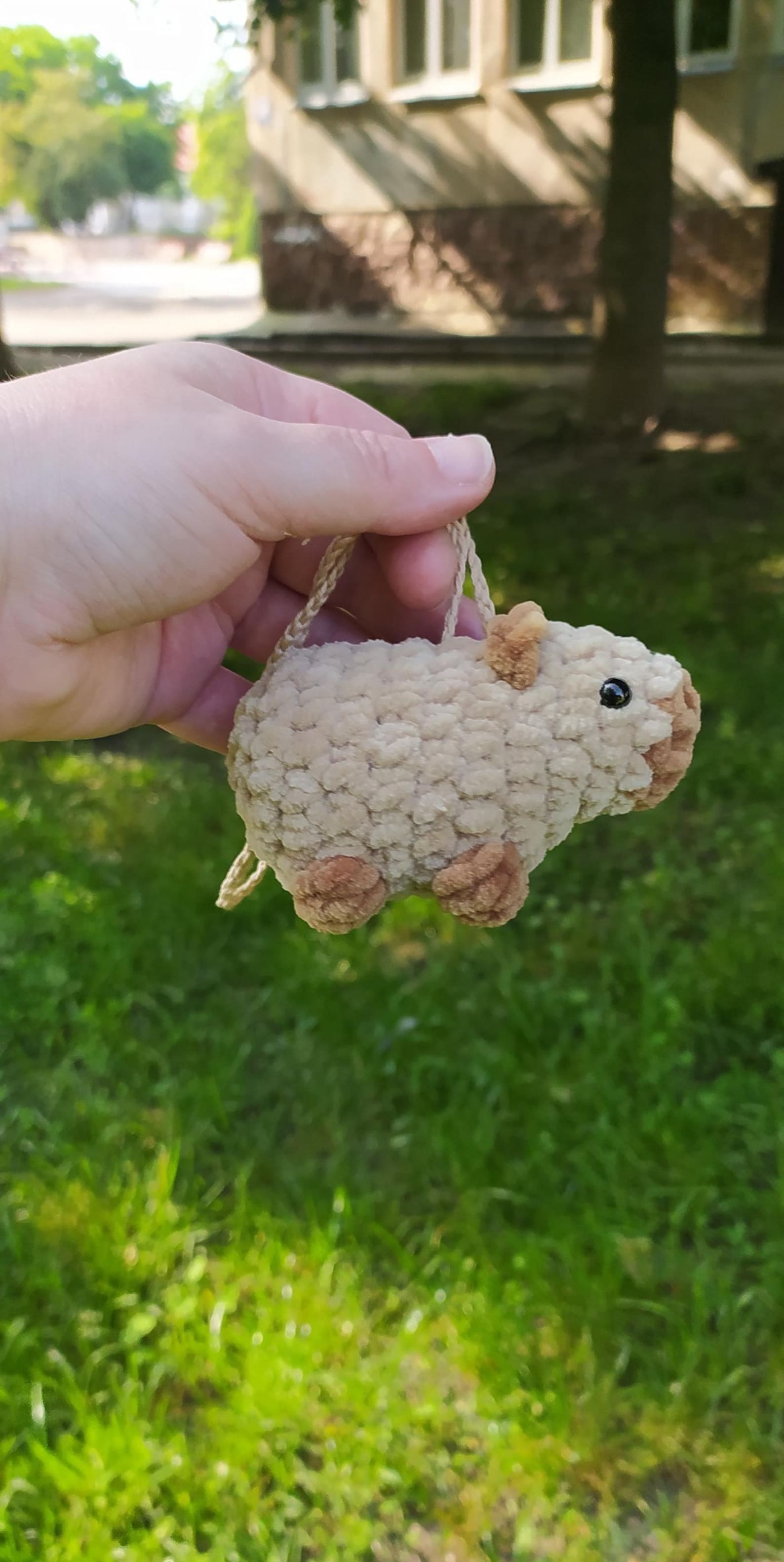 Crochet Plush Amigurumi Baby Capybara Rear View Mirror Accessory ...