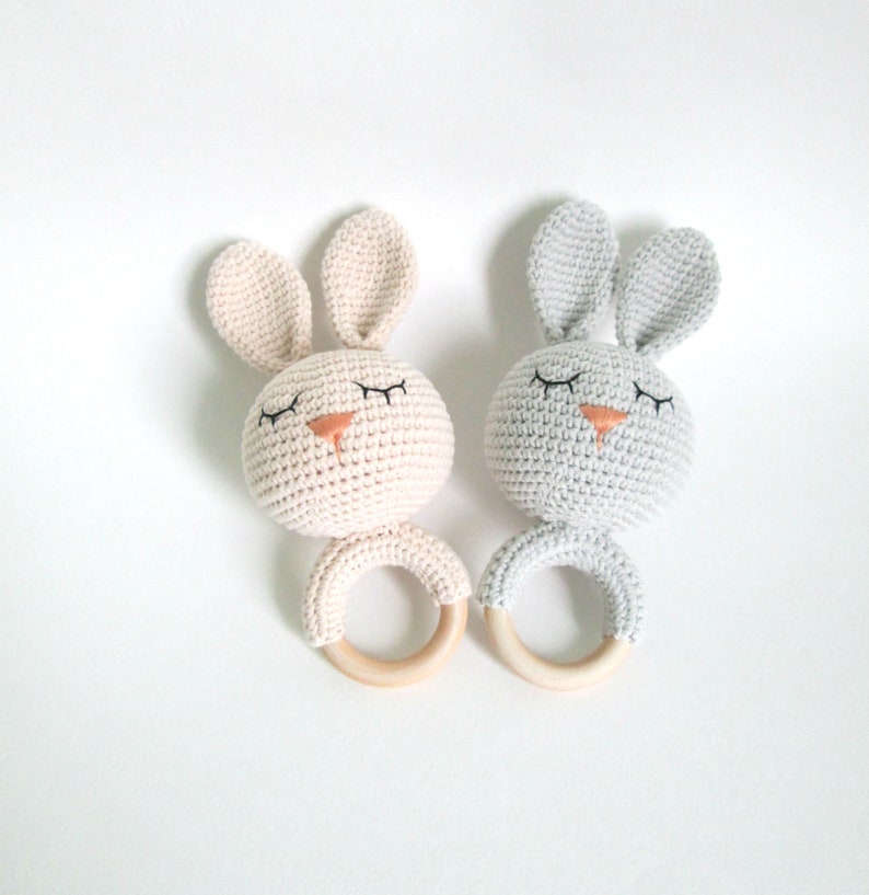 Expecting mum gift Twins baby girl and boy Newborn baby rattle toy Rabbit Bunny rattle toy New mom gift twins