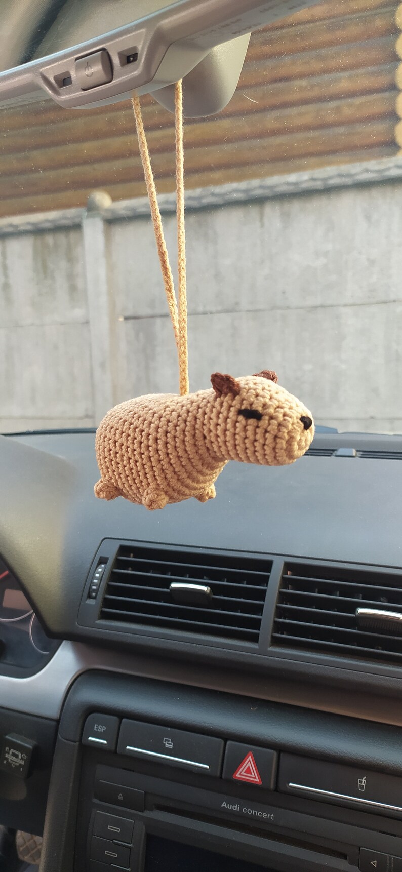 Cute Crochet Amigurumi Baby Capybara Rear View Mirror Accessory ...