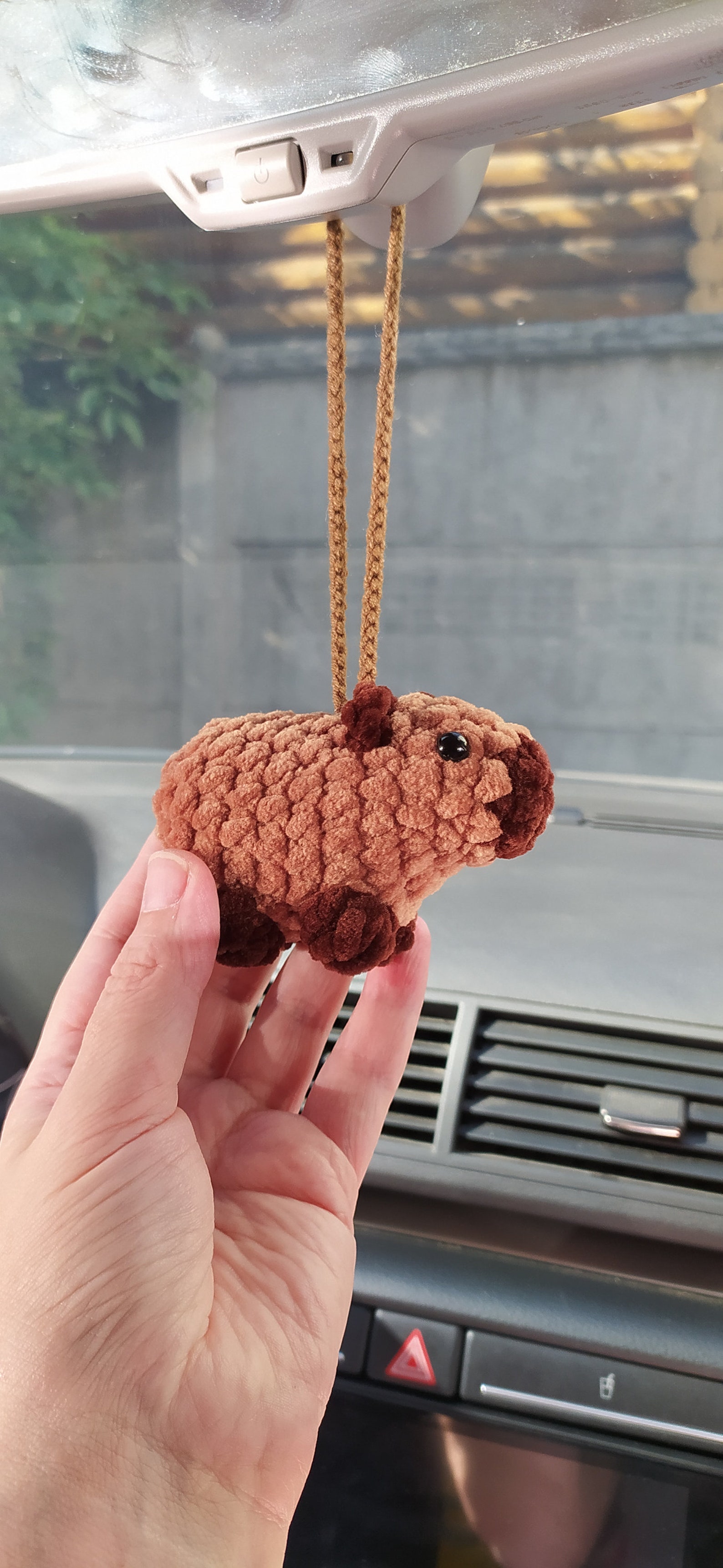 Crochet Plush Amigurumi Baby Capybara Rear View Mirror Accessory ...